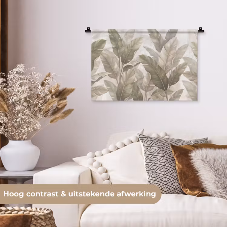 Wandkleed - Bladeren - Tropisch - Natuur - Abstract - Beige — 4