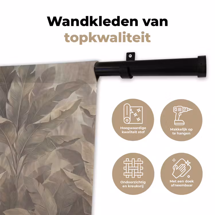 Wandkleed - Bladeren - Tropisch - Natuur - Modern - Beige — 3