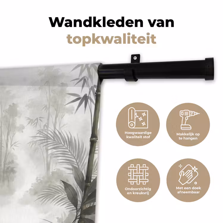 Wandkleed - Bloemen - Knop - Tuin - Illustratie - Wit — 3