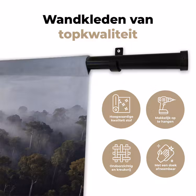 Wandkleed - Bos - Mist - Natuur - Groen — 3