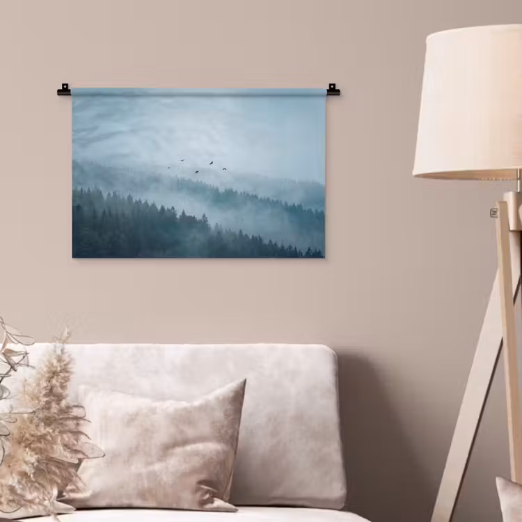 Wandkleed - Bos - Mist - Vogels - Natuur - Groen — 2