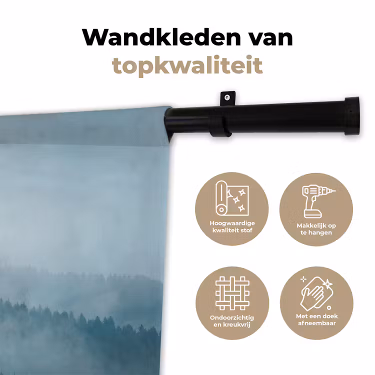 Wandkleed - Bos - Mist - Vogels - Natuur - Groen — 3