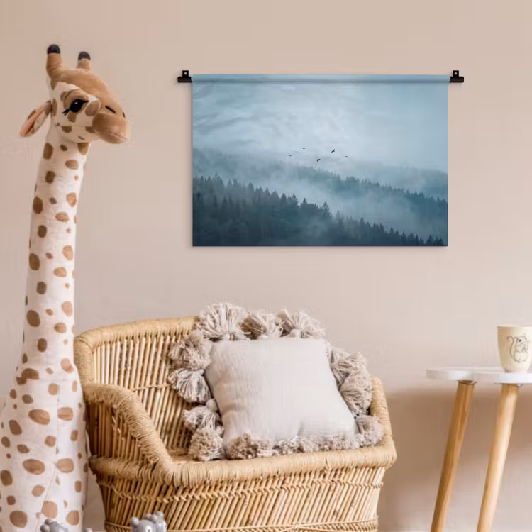 Wandkleed - Bos - Mist - Vogels - Natuur - Groen — 5