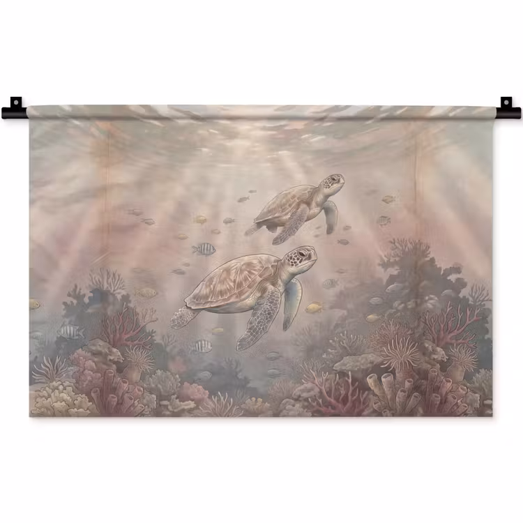 Wandkleed - Dier - Onderwater - Oceaan - Illustratie - Zeeleven — 1