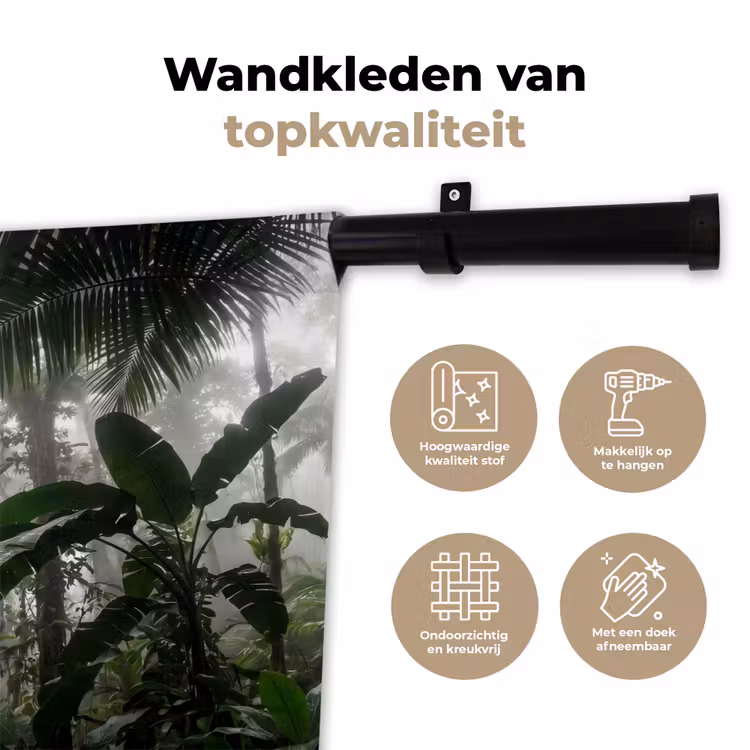 Wandkleed - Natuur - Jungle - Mist - Groen - Bladeren — 3