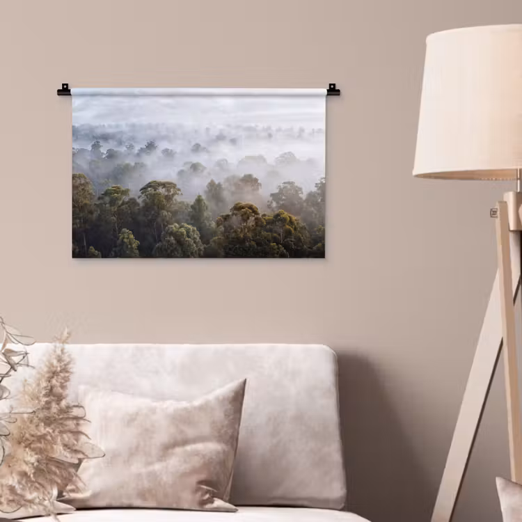 Wandkleed - Natuur - Mist - Bos - Ochtend - Goud — 2