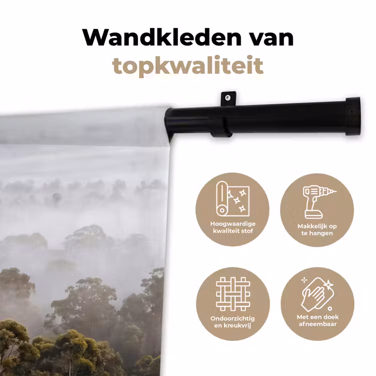 Wandkleed - Natuur - Mist - Bos - Ochtend - Goud — 3