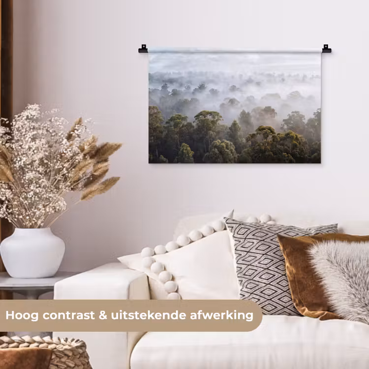 Wandkleed - Natuur - Mist - Bos - Ochtend - Goud — 4
