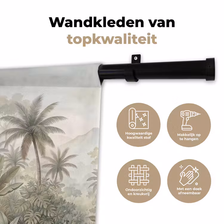 Wandkleed - Natuur - Tropisch bos - Landschap - Aquarel - Groen — 3