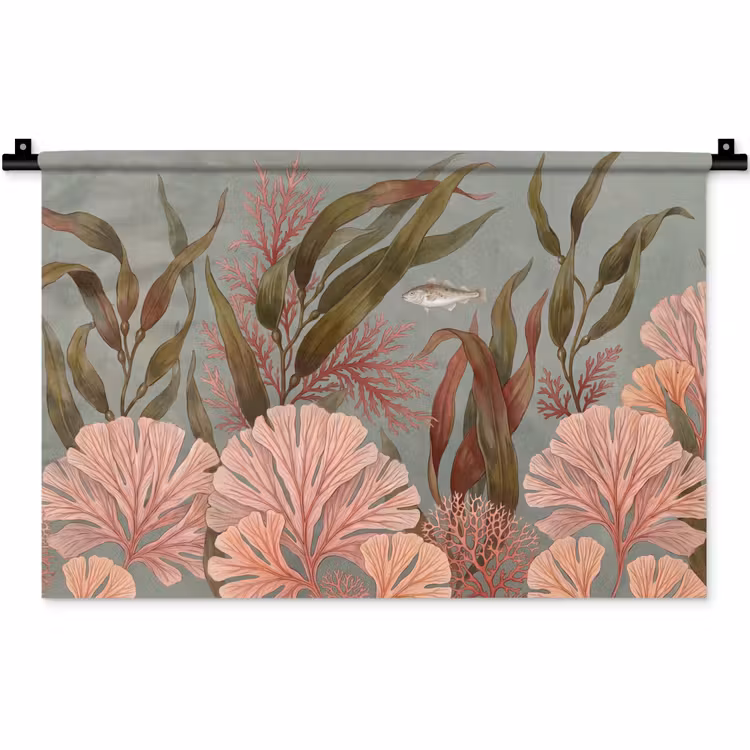 Wandkleed - Onderwater - Planten - Vis - Vintage - Groen — 1