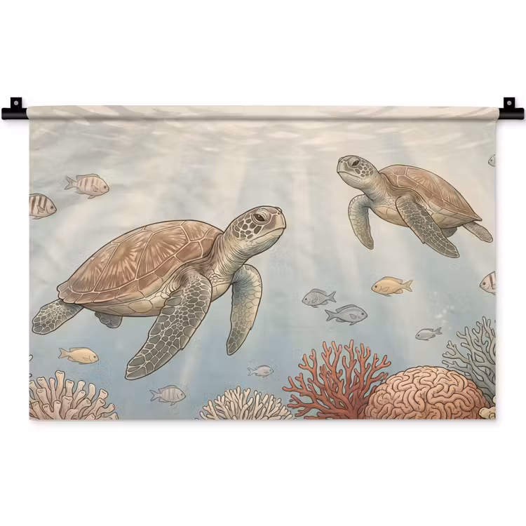 Wandkleed - Schildpad - Onderwater - Natuur - Illustratie — 1