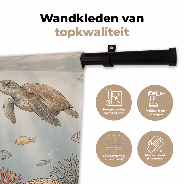 Wandkleed - Schildpad - Onderwater - Natuur - Illustratie — 3