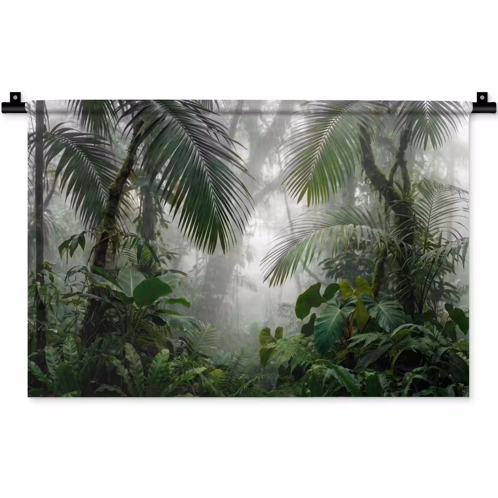 Wandkleed - Natuur - Jungle - Mist - Tropisch - Groen — 1