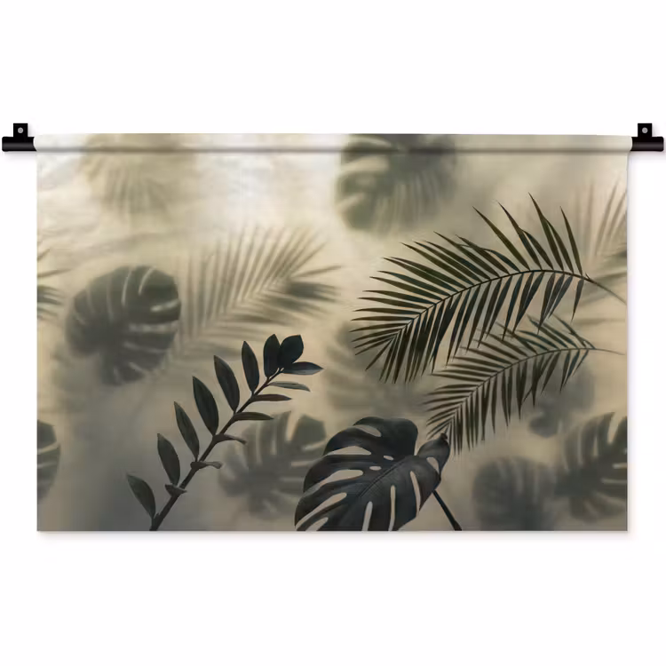 Wandkleed - Planten - Bladeren - Schaduwen - Groen - Modern — 1
