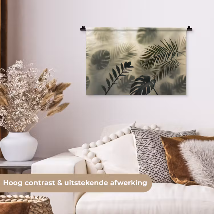 Wandkleed - Planten - Bladeren - Schaduwen - Groen - Modern — 4