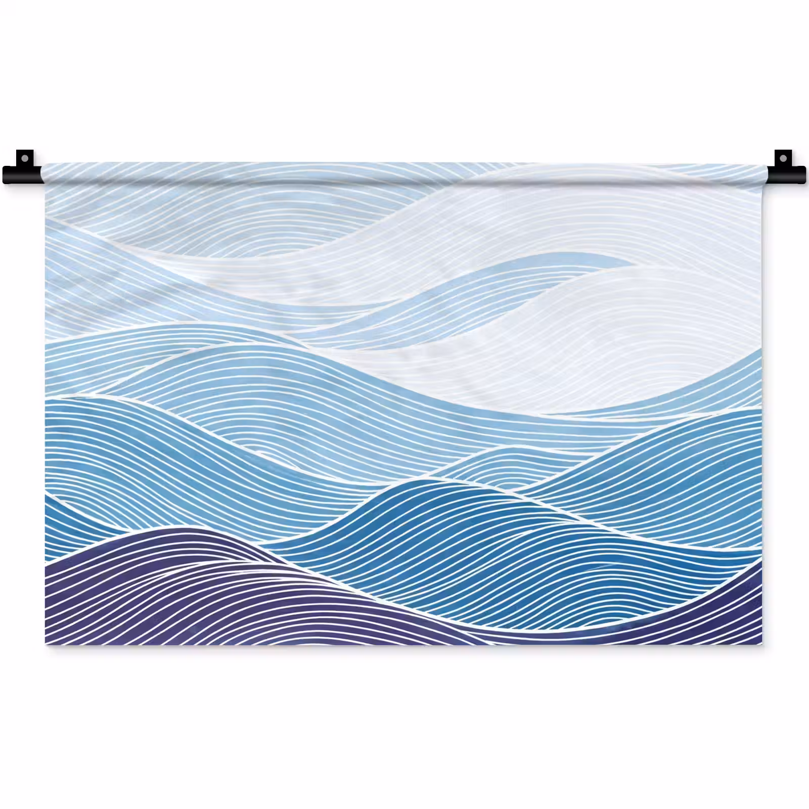 Wandkleed - Abstract - Golven - Patroon - Blauw - Modern — 1