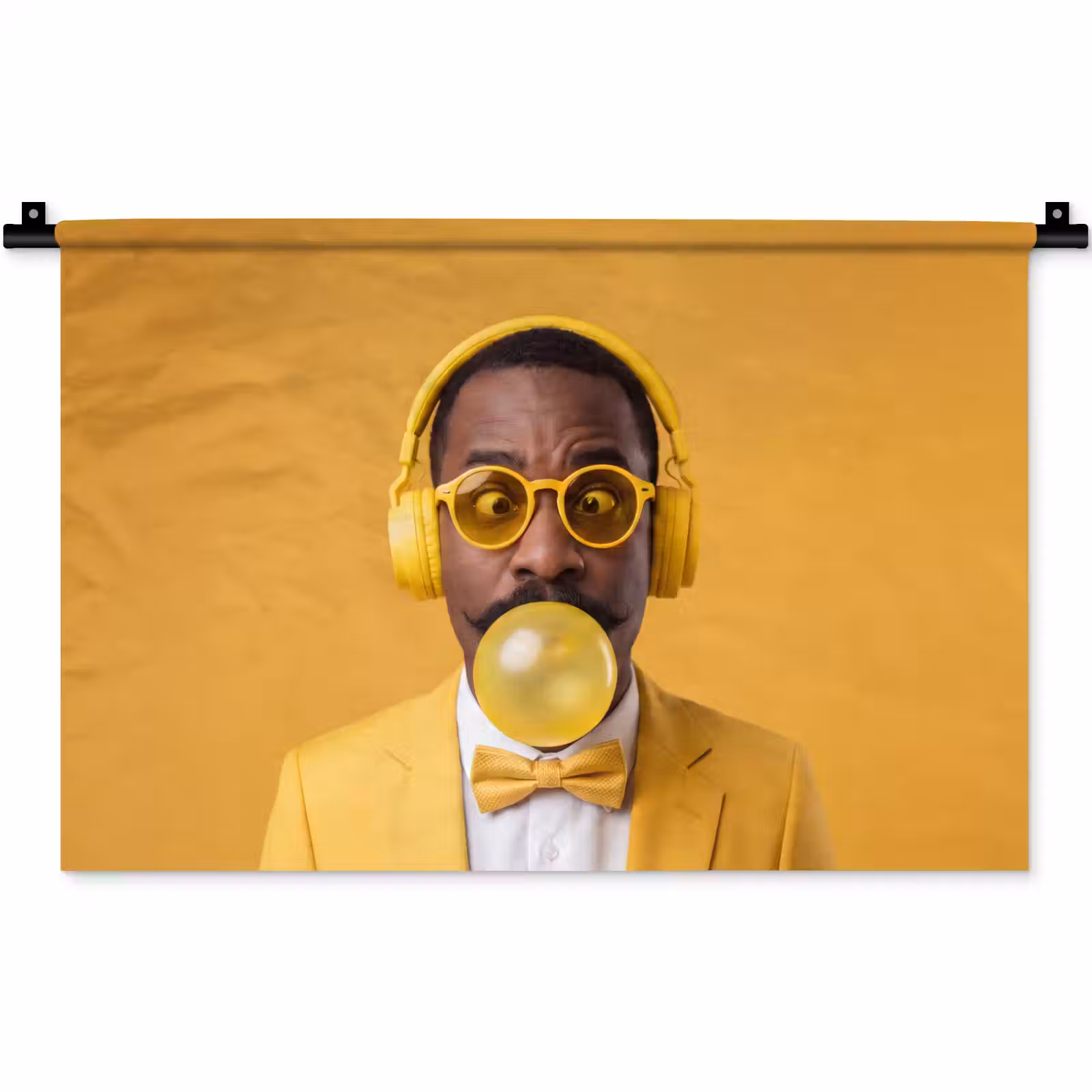 Wandkleed - Man - Bubblegum - Portret - Geel - Modern — 1