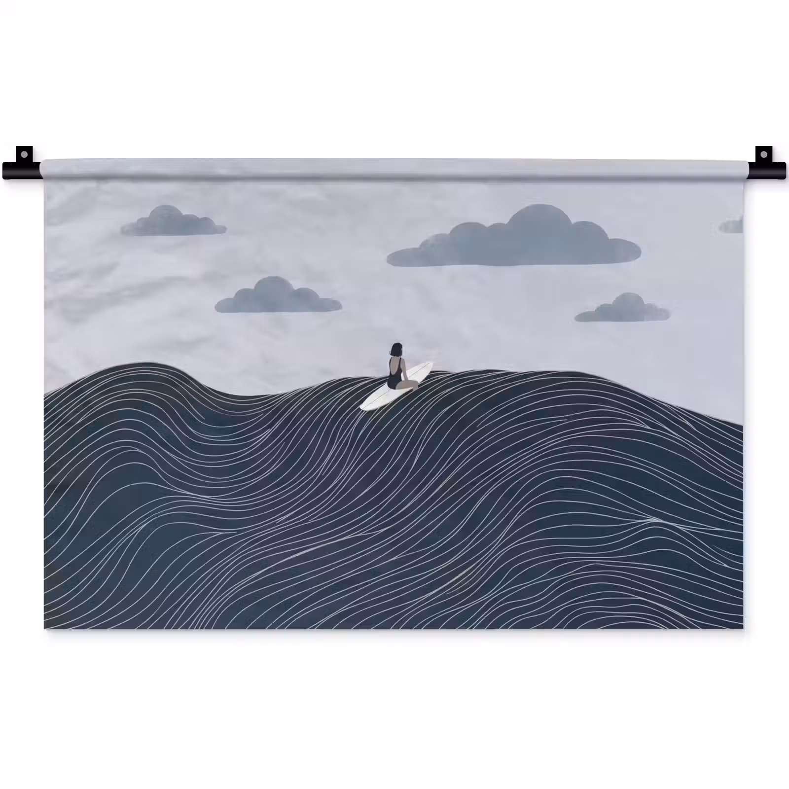 Wandkleed - Persoon - Surfen - Oceaan - Natuur - Modern — 1