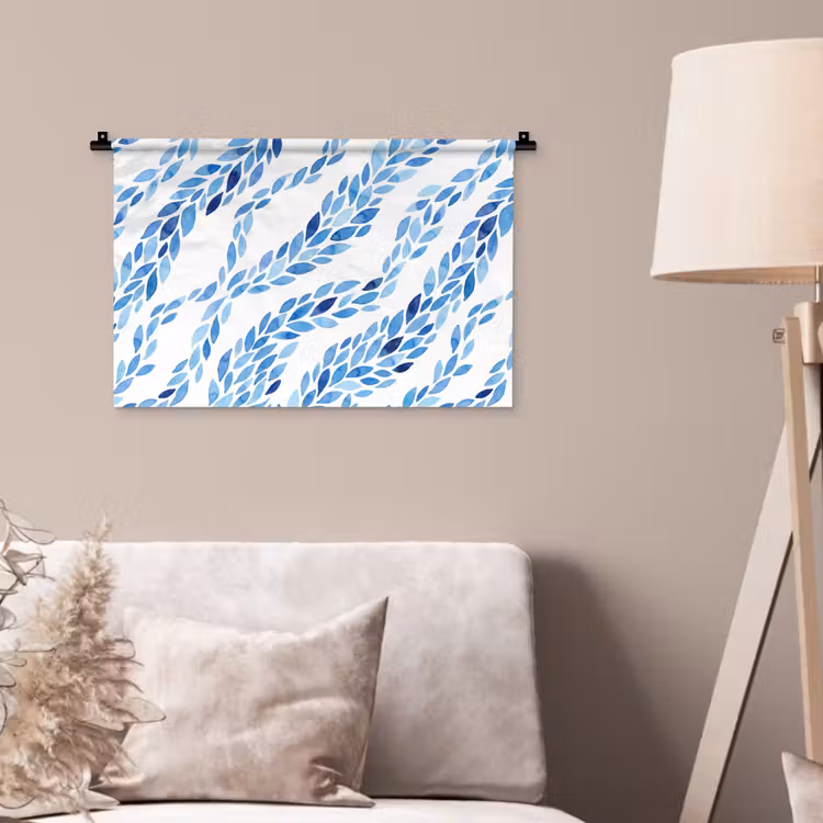Wandkleed - Bladeren - Aquarel - Patroon - Modern - Blauw — 2