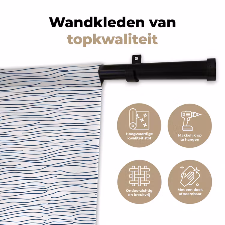 Wandkleed - Boot - Water - Rood - Illustratie - Minimalistisch — 3