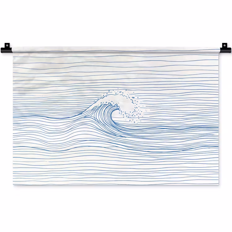 Wandkleed - Golf - Brekende - Natuur - Minimalistisch - Blauw — 1