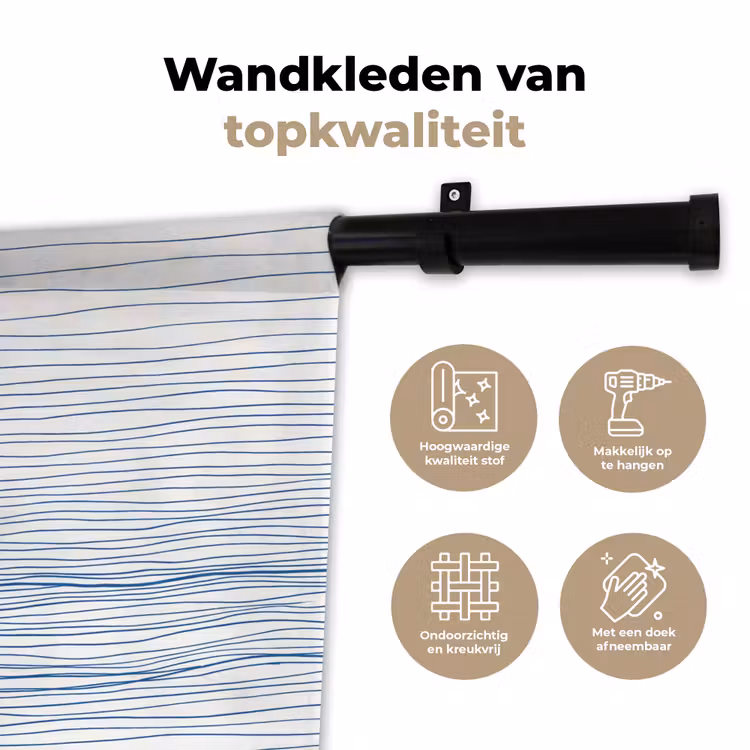 Wandkleed - Golf - Brekende - Natuur - Minimalistisch - Blauw — 3