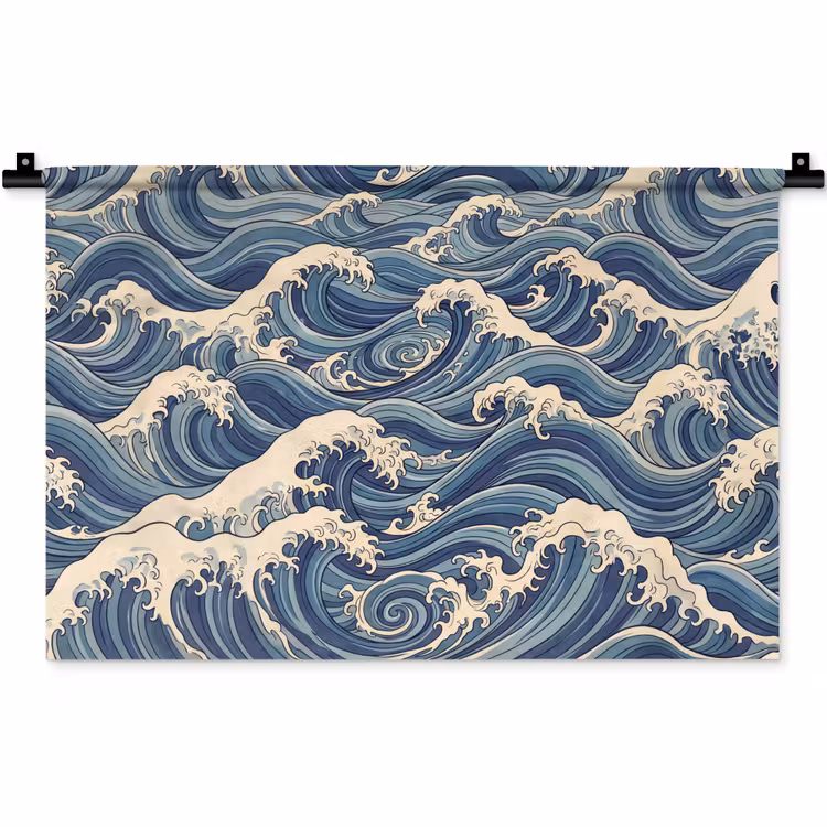 Wandkleed - Golven - Zee - Natuur - Abstract - Blauw — 1