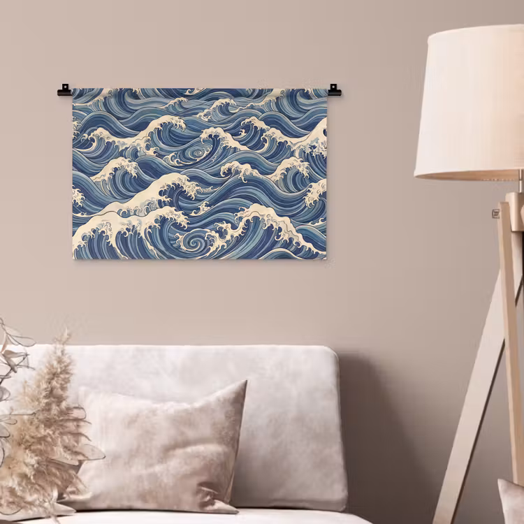 Wandkleed - Golven - Zee - Natuur - Abstract - Blauw — 2