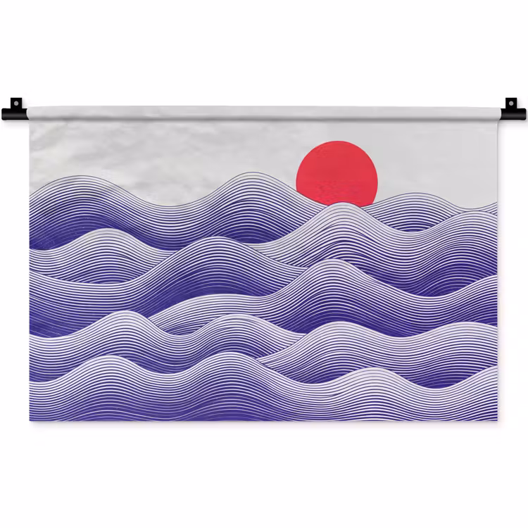 Wandkleed - Golven - Zon - Natuur - Abstract - Rood — 1