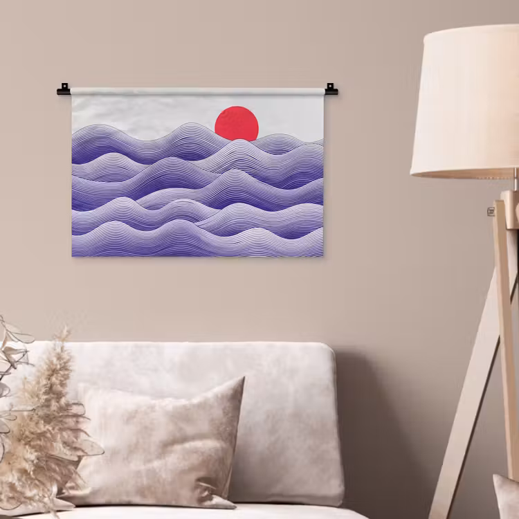 Wandkleed - Golven - Zon - Natuur - Abstract - Rood — 2