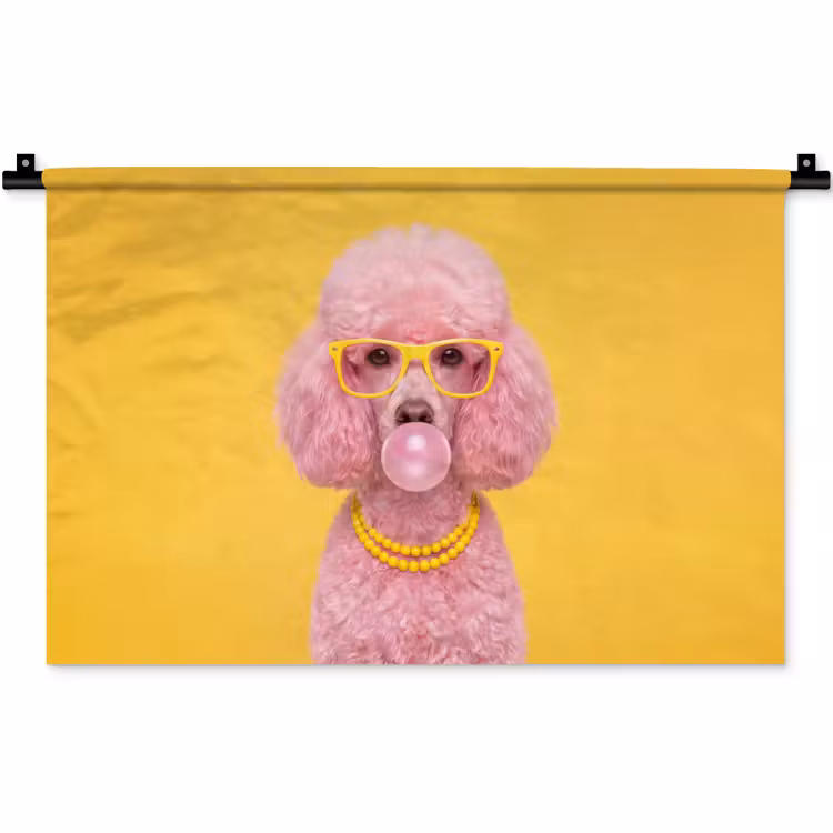 Wandkleed - Hond - Kauwgum - Dieren - Modern - Roze — 1