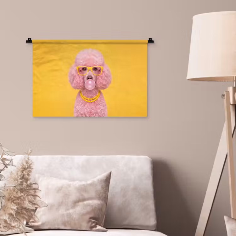 Wandkleed - Hond - Kauwgum - Dieren - Modern - Roze — 2