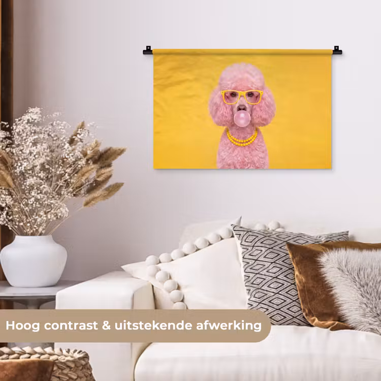 Wandkleed - Hond - Kauwgum - Dieren - Modern - Roze — 4