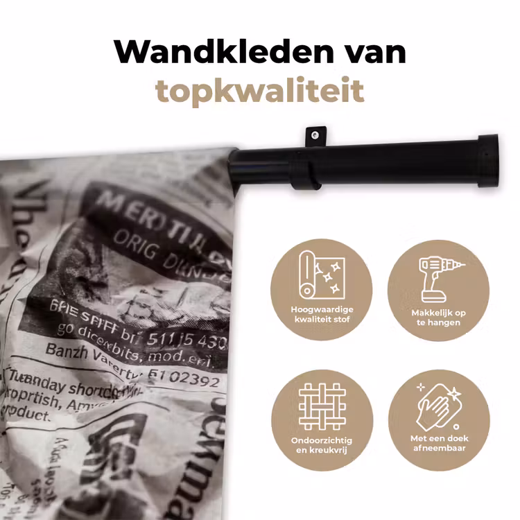 Wandkleed - Krant - Gekreukeld - Textuur - Vintage - Zwart-wit — 3