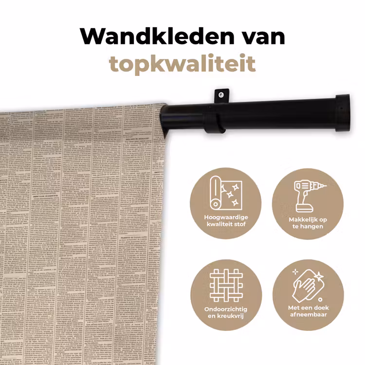 Wandkleed - Krant - Nieuws - Historisch - Vintage - Beige — 3