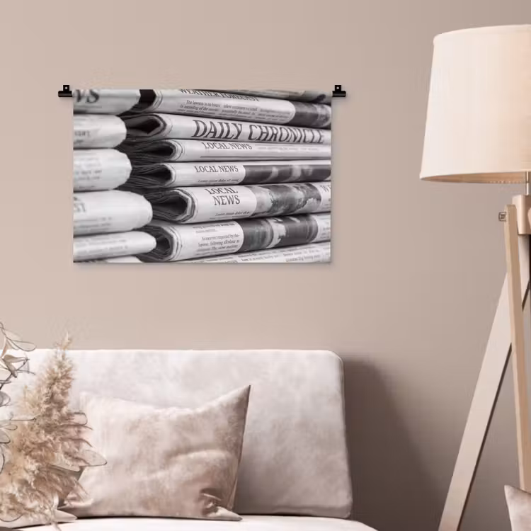 Wandkleed - Krant - Stapel - Nieuws - Zwart-wit - Media — 2