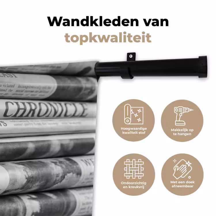 Wandkleed - Krant - Stapel - Nieuws - Zwart-wit - Media — 3