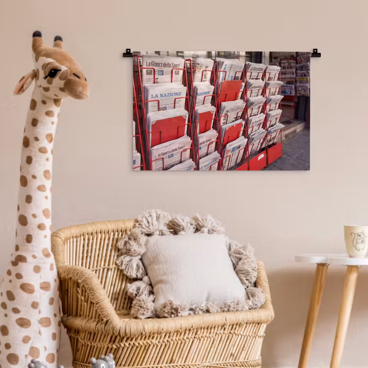 Wandkleed - Kranten - Rek - Stedelijk - Dagelijks leven - Rood — 5
