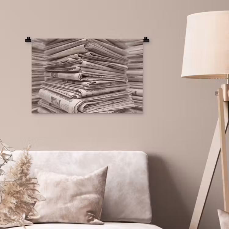 Wandkleed - Kranten - Stapel - Nieuws - Vintage - Beige — 2