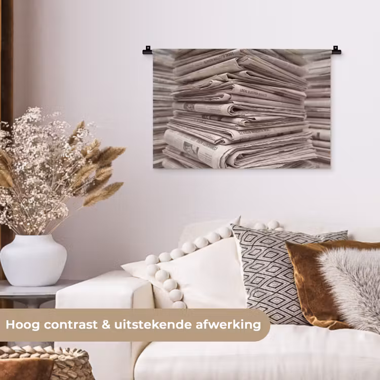 Wandkleed - Kranten - Stapel - Nieuws - Vintage - Beige — 4