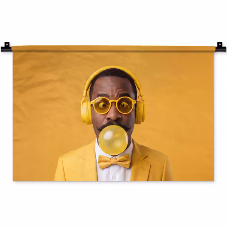 Wandkleed - Man - Bubblegum - Portret - Geel - Modern — 1