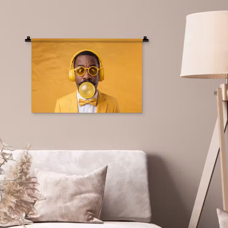 Wandkleed - Man - Bubblegum - Portret - Geel - Modern — 2