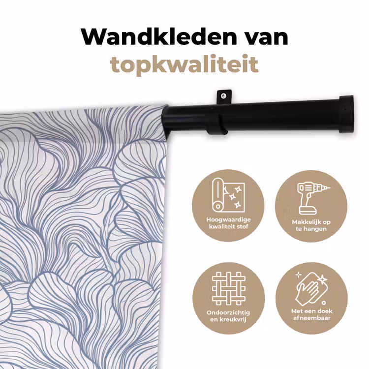 Wandkleed - Patroon - Lijnen - Organisch - Abstract - Blauw — 3