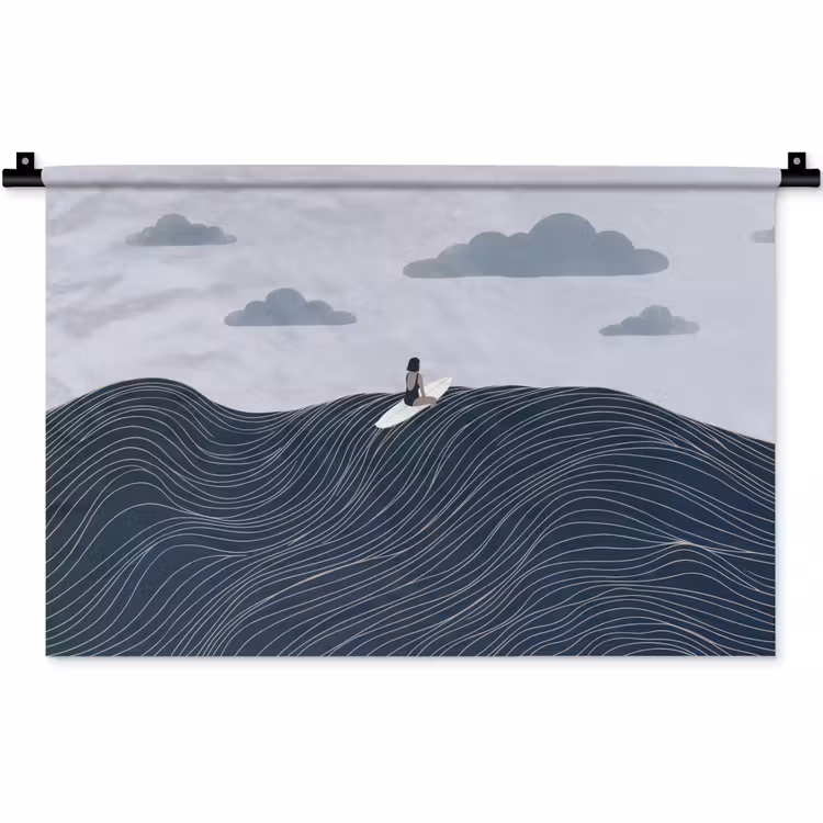 Wandkleed - Persoon - Surfen - Oceaan - Natuur - Modern — 1
