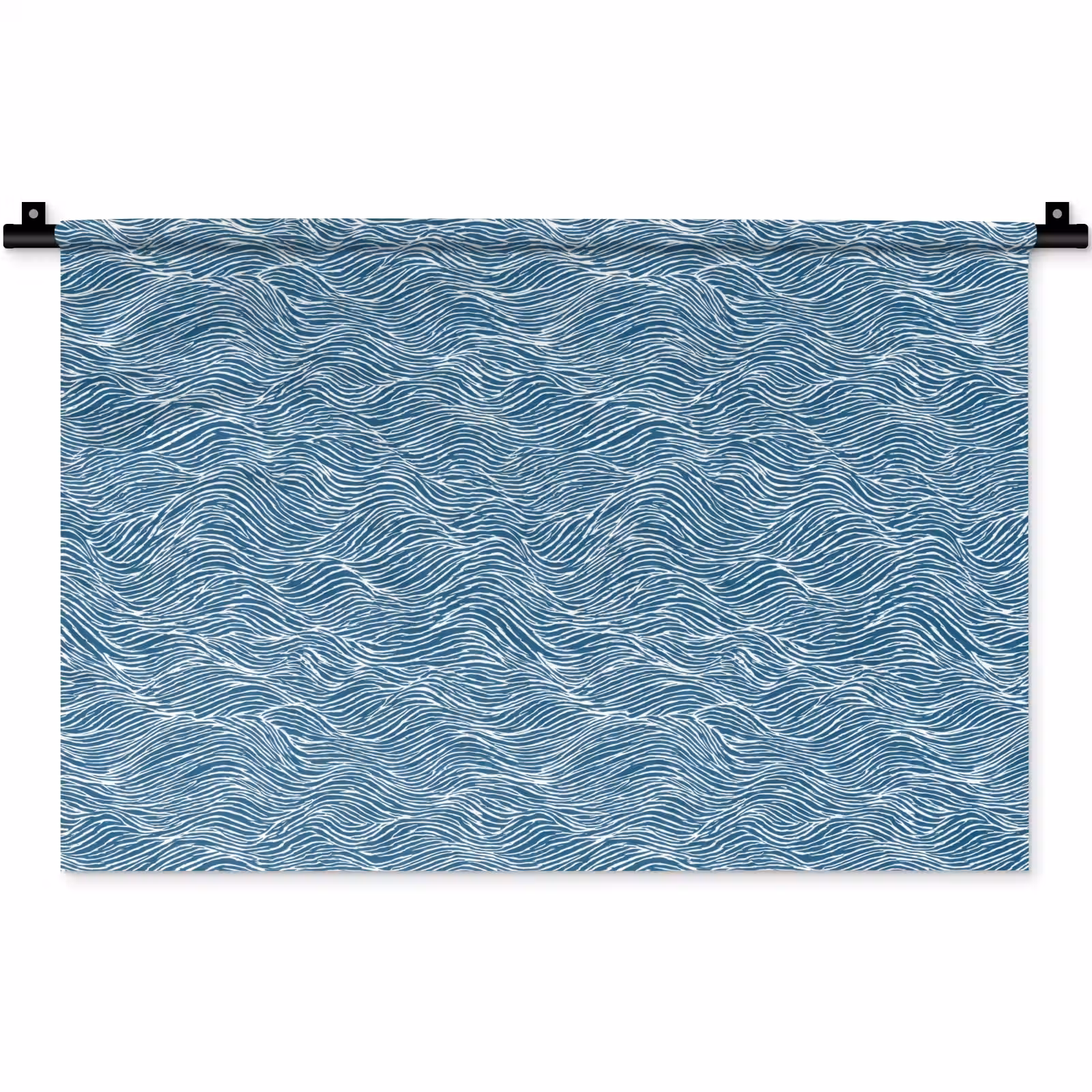 Wandkleed - Blauw - Wit - Golven - Getekend - Textuur — 1