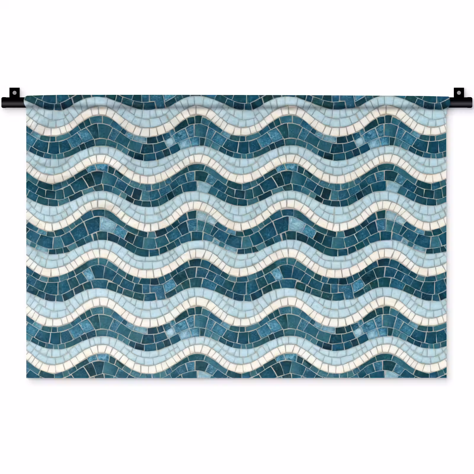 Wandkleed - Blauw - Wit - Mozaïek - Golvend — 1