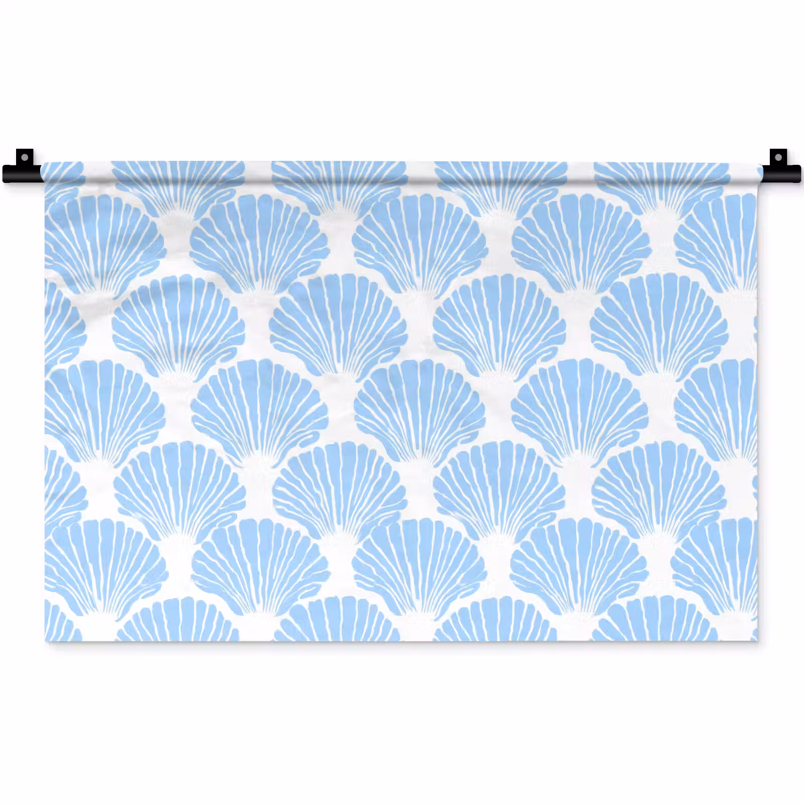 Wandkleed - Blauw - Wit - Schelpen - Grafisch - Structuur — 1