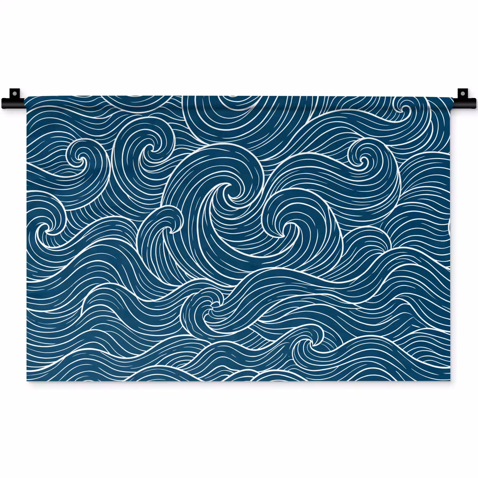 Wandkleed - Golven - Spiraal - Water - Abstract - Blauw — 1