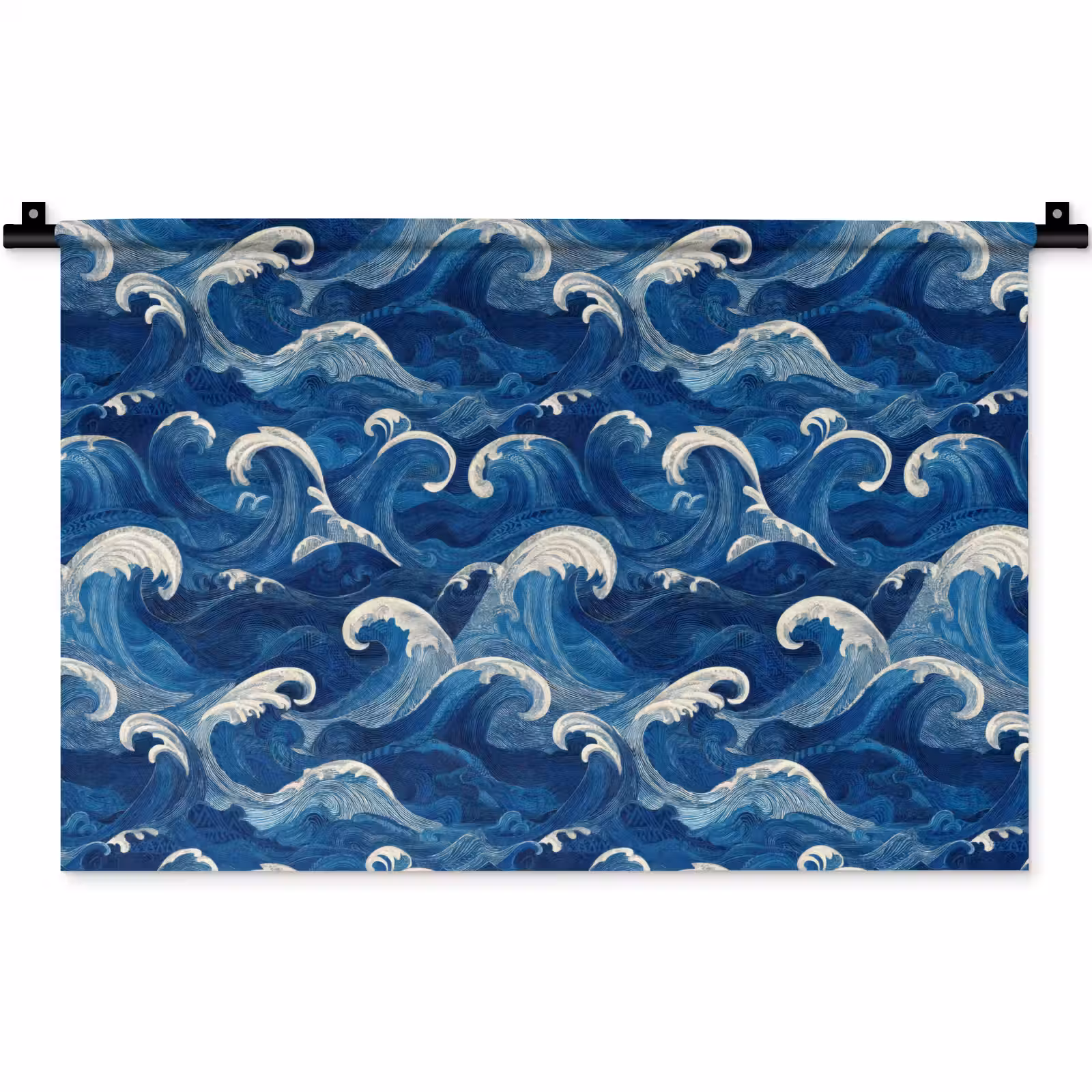 Wandkleed - Japans - Oceaan - Golven - Blauw — 1