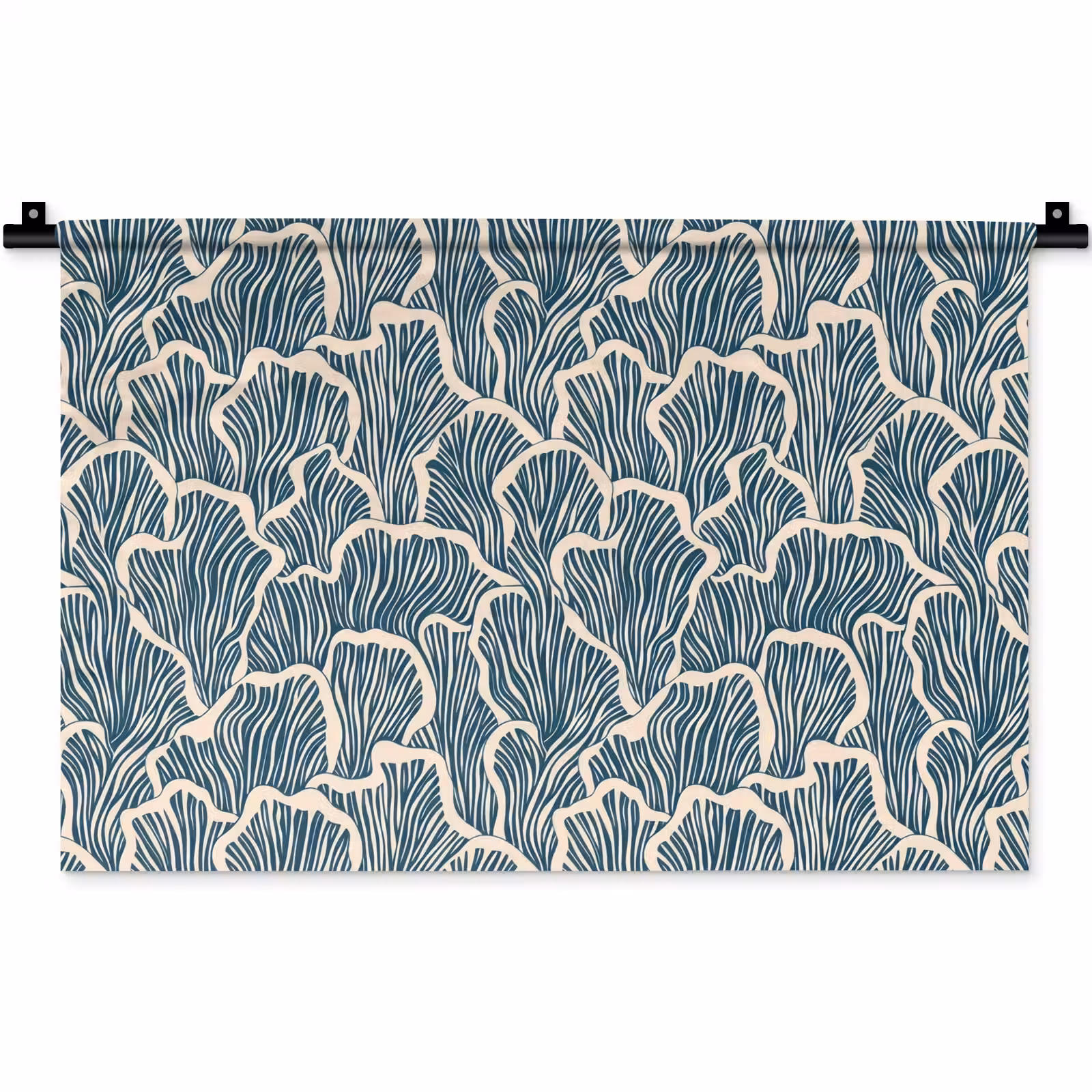 Wandkleed - Organisch - Blauw - Crème - Schelpen — 1
